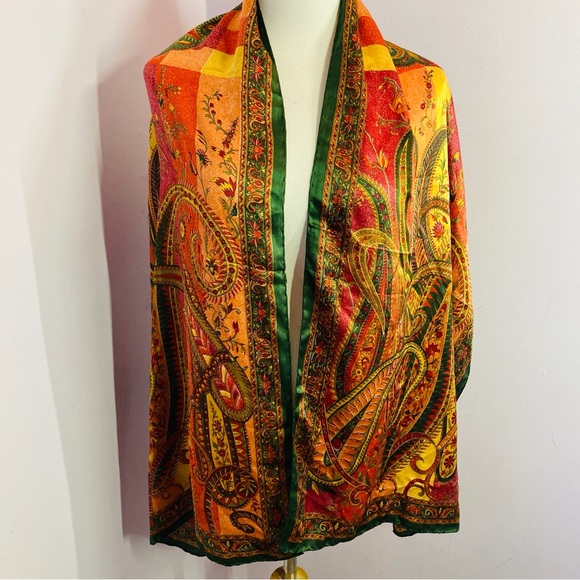 Vibrant Multicolor Silk Scarf - Picture 1 of 9